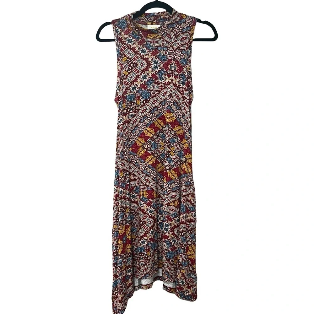 ANTHROPOLOGIE MAEVE Printed Cowl Neck Sleeveless Red Dress Sz S - Picture 3 of 5